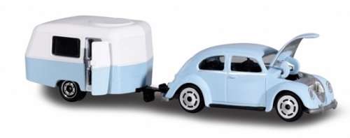 Majorette Diecast Model Car 2 pk VW Volkswagen Beetle & Eriba Puck Caravan 1/64 scale new in pack