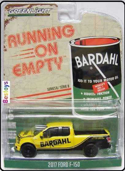 Greenlight Diecast Model Car Running on Empty Ford F 150 F150 Pickup 2017 `Bardahl` 1/64 scale