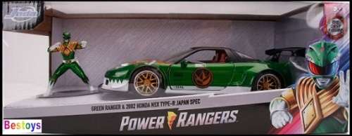 JADA Diecast Model Car 31909 Honda NSX Type R Japan Spec 2002 + Green Ranger Power Rangers Figurine