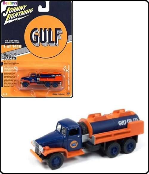 Johnny Lightning Diecast Model Car GMC CCKW 2 1/2 Ton 6x6 Tanker Truck "Gulf" Exclusive new in pack