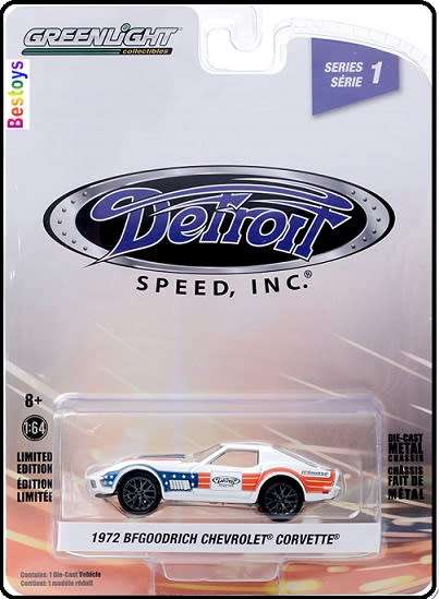 Greenlight Diecast Model Car Detroit Muscle Chevy Chevrolet Corvette 1972 `BFGoodrich` 1/64 scale