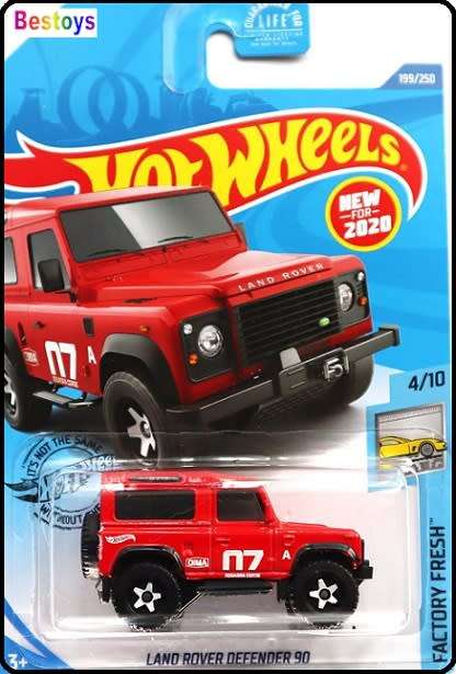 Hotwheels Hot Wheels Diecast Model Car First Ed 2020 199 / 250 Land Rover Defender 90 No 7 1/64 scal
