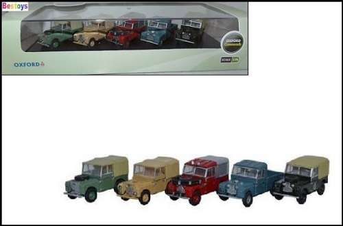 Oxford Diecast Model Car Set SET17C Land Rover 5 piece fire mil HUE 80 inch1/76 OO railway scale new