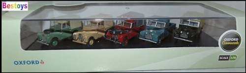 Oxford Diecast Model Car Set SET17C Land Rover 5 piece fire mil HUE 80 inch1/76 OO railway scale new