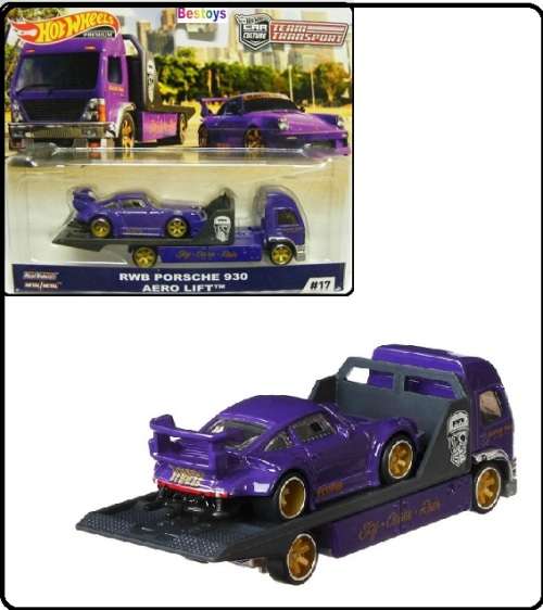 Hotwheels Hot Wheels Diecast Model Car Culture Team Transport Porsche 930 RWB + Aero Lift Truck 1/64