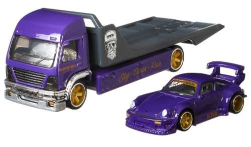 Hotwheels Hot Wheels Diecast Model Car Culture Team Transport Porsche 930 RWB + Aero Lift Truck 1/64