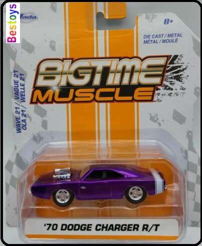 JADA  Diecast Model Car Bigtime Muscle Dodge Charger RT 1970 1/64 scale new in pack