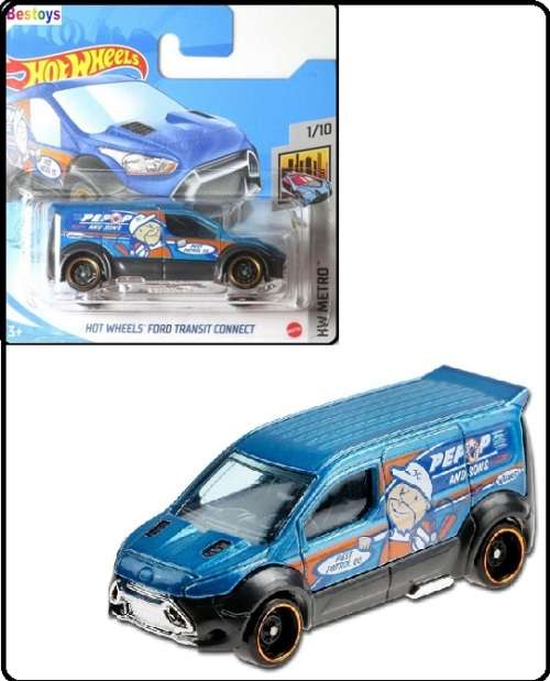 Hotwheels Hot Wheels Diecast Model Car 2021 7/250 Ford Transit Connect Van `Pepop` Metro 1/64 scale