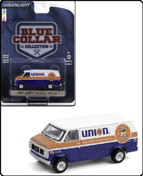 Greenlight Diecast Model Car Blue Collar GMC Vandura 2500 Panelvan 1987 `Union 76` 1/64 scale