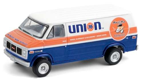 Greenlight Diecast Model Car Blue Collar GMC Vandura 2500 Panelvan 1987 `Union 76` 1/64 scale