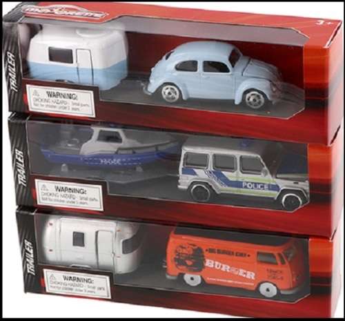 Majorette Diecast Model Car 2 pk VW Volkswagen Beetle & Eriba Puck Caravan 1/64 scale new in pack