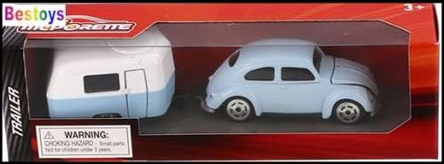 Majorette Diecast Model Car 2 pk VW Volkswagen Beetle & Eriba Puck Caravan 1/64 scale new in pack
