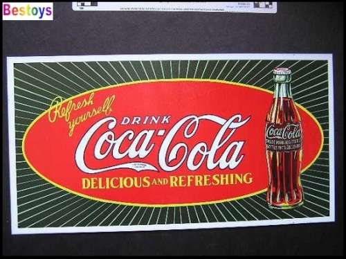 Metal Tin Sign Lithographed Image `Drink Coca Cola - Delicious & Refreshing` 415x215 mm new