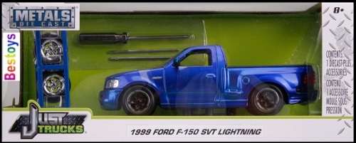 JADA Diecast Model Car 31567 Trucks Ford F 150 F150 SVT Lightning Pickup 1999 + Spare Wheels 1/24 sc