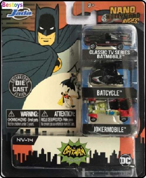 JADA Diecast Model Car Nano Set Batman Classic TV Batmobile Batcycle Jokermobile Movie Film TV new
