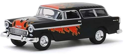 Greenlight Diecast Model Car Exclusive Flames Chevy Chevrolet Nomad 1955 1/64 scale new in pack
