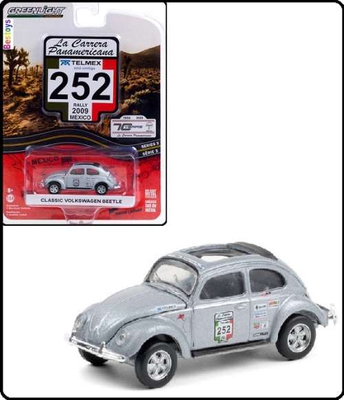 Greenlight Diecast Model Car Rally Mexico 2009 VW Volkswagen Beetle Classic Open Roof Motorsport 1/6