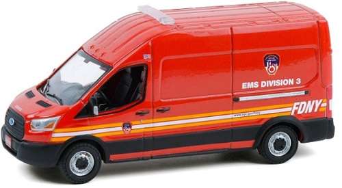 Greenlight Diecast Model Car Route Runners Ford Transit Panelvan 2019 FDNY EMS Division 1/64 scale