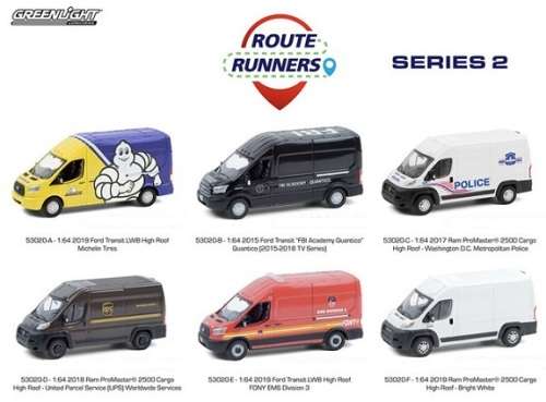 Greenlight Diecast Model Car Route Runners Ford Transit Panelvan 2019 FDNY EMS Division 1/64 scale