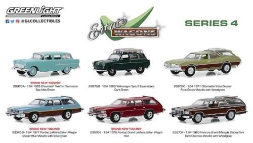 Greenlight Diecast Model Car Estate Wagons Pontiac Grand LeMans Safari 1976 1/64 scale new in pack