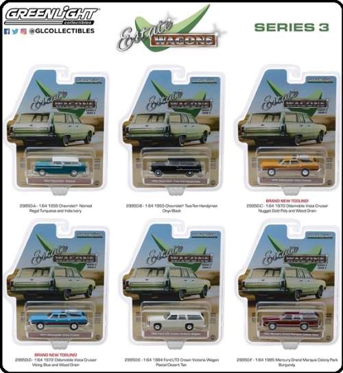 Greenlight Diecast Model Car Estate Wagons Oldsmobile Vista Cruiser 1972 1/64 scale new in pack