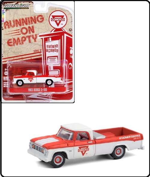 Greenlight Diecast Model Car Running on Empty Dodge D 100 D100 1965 Pickup "Conoco" 1/64 scale new