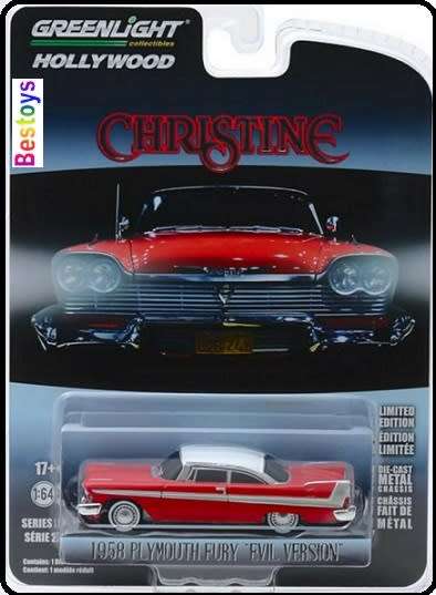 Greenlight Diecast Model Car Hollywood Plymouth Fury 1958 Christine Evil Version Movie Film TV 1/64