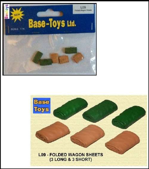 Base Toys B-T L09 Folded Wagon Sheets Trailer Canvas Coverings 1/76 OO railway scale new in pack