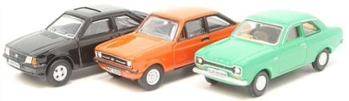 Oxford Diecast Model Car SET70 Ford Escort Mk 1 Mk1 Mk 2 Mk2 XR3i 1/76 OO railway scale new in pack