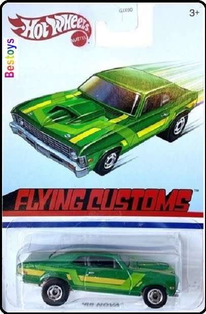 Hotwheels Hot Wheels Diecast Model Car Flying Customs Chevy Chevrolet Nova 1968 1/64 scale new n pac
