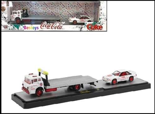 Castline M2 Diecast Model Auto Hauler Ford C 8000 1990 Truck + Mustang GT 1990 CHASE "Coca Cola"