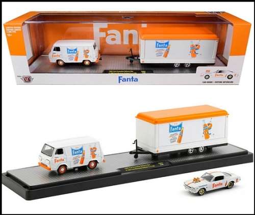 Castline M2 Diecast Model Auto Hauler Ford Econoline 1965 + Mustang Fastback 1966 + Trailer `Fanta`