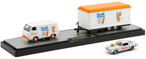 Castline M2 Diecast Model Auto Hauler Ford Econoline 1965 + Mustang Fastback 1966 + Trailer `Fanta`