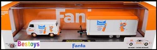 Castline M2 Diecast Model Auto Hauler Ford Econoline 1965 + Mustang Fastback 1966 + Trailer `Fanta`