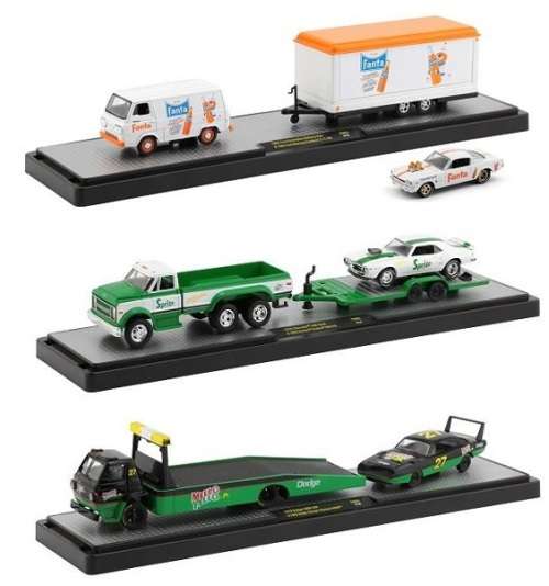 Castline M2 Diecast Model Auto Hauler Ford Econoline 1965 + Mustang Fastback 1966 + Trailer `Fanta`