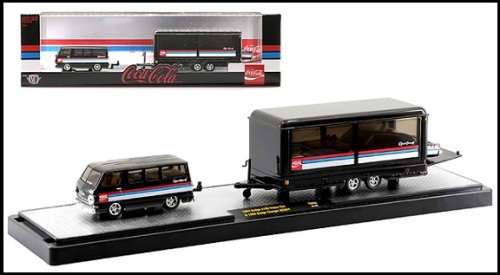 Castline M2 Diecast Model Auto Hauler Dodge A 100 A100 Vision 1964 + Charger HEMI 1966 + Trail "Coca