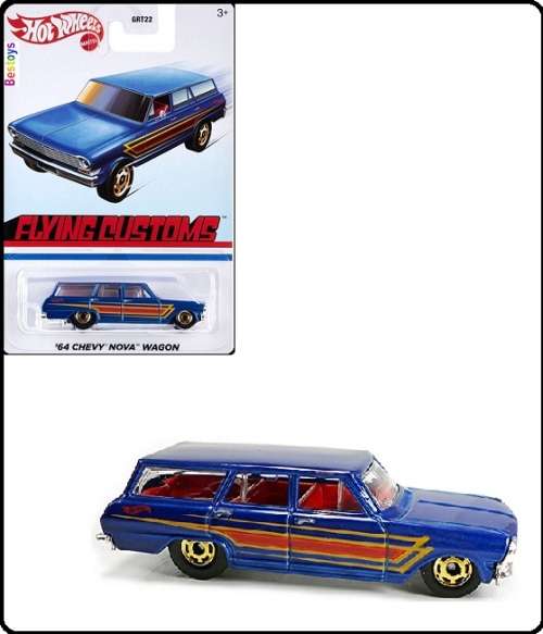 Hotwheels Hot Wheels Diecast Model Car Flying Customs Chevy Chevrolet Nova Stationwagon 1964 1/64 sc
