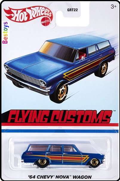 Hotwheels Hot Wheels Diecast Model Car Flying Customs Chevy Chevrolet Nova Stationwagon 1964 1/64 sc