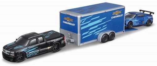 Maisto Diecast Model Car Design Series Hauler Chevy Chevrolet Silverado SS 2004 + Camaro SS 2016 + T
