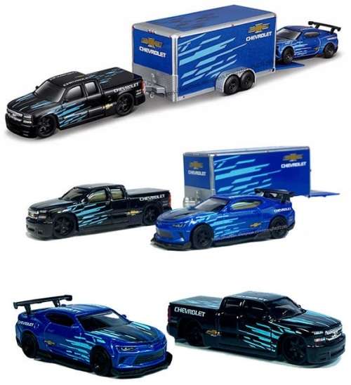 Maisto Diecast Model Car Design Series Hauler Chevy Chevrolet Silverado SS 2004 + Camaro SS 2016 + T