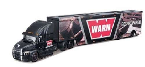 Maisto Diecast Model Truck Design Hauler Series Mack Anthem + Enclosed Trailer `Warn` 1/64 scale new