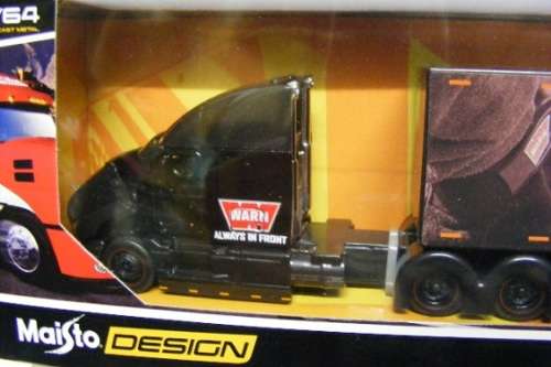Maisto Diecast Model Truck Design Hauler Series Mack Anthem + Enclosed Trailer `Warn` 1/64 scale new