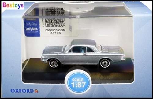 Oxford Diecast Model Car CH63001 Chevy Chevrolet Corvair Coupe 1963 1/87 HO railway scale new in pac