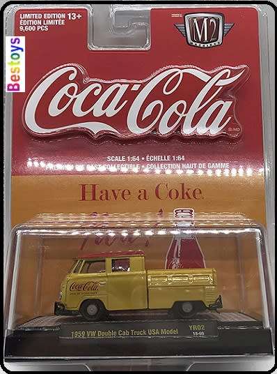 Castline M2 Diecast Model Car VW Volkswagen Kombi Double Cab Pickup 1959 USA "Coca Cola" 1/64 scale