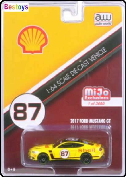 Auto World Diecast Model Car MiJo Exclusive Ford Mustang GT 2017 No 87 `Shell` Limited Edition 1/64