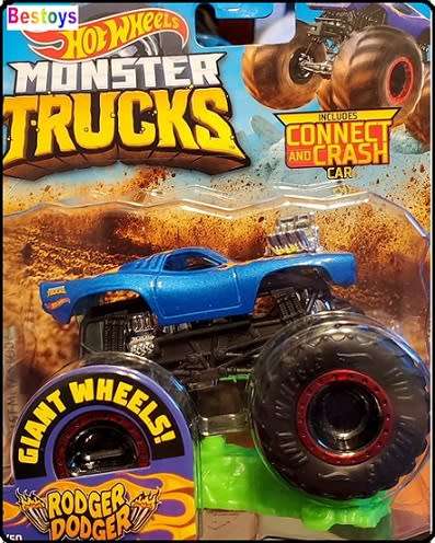 Hotwheels Hot Wheels Diecast Model Car Monster Trucks Rodger Dodger + plastic car 1/64 scale new