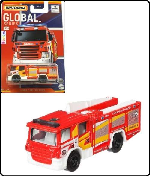 Matchbox Diecast Model Car Global Series Scania P 360 P360 Fire Engine Truck Russia new in pack