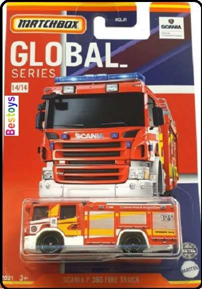 Matchbox Diecast Model Car Global Series Scania P 360 P360 Fire Engine Truck Russia new in pack