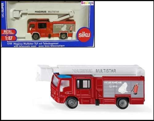 SIKU 1749 Magirus Multistar TLF Fire Engine Truck + telescopic mast 1/87 HO railway scale
