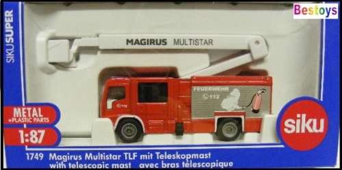 SIKU 1749 Magirus Multistar TLF Fire Engine Truck + telescopic mast 1/87 HO railway scale